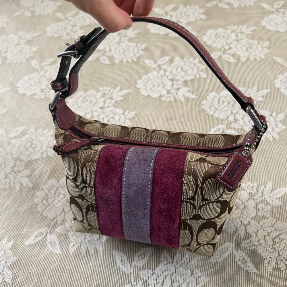 Vintage Y2K Coach Signature Suede Patchwork Shoulder Bag